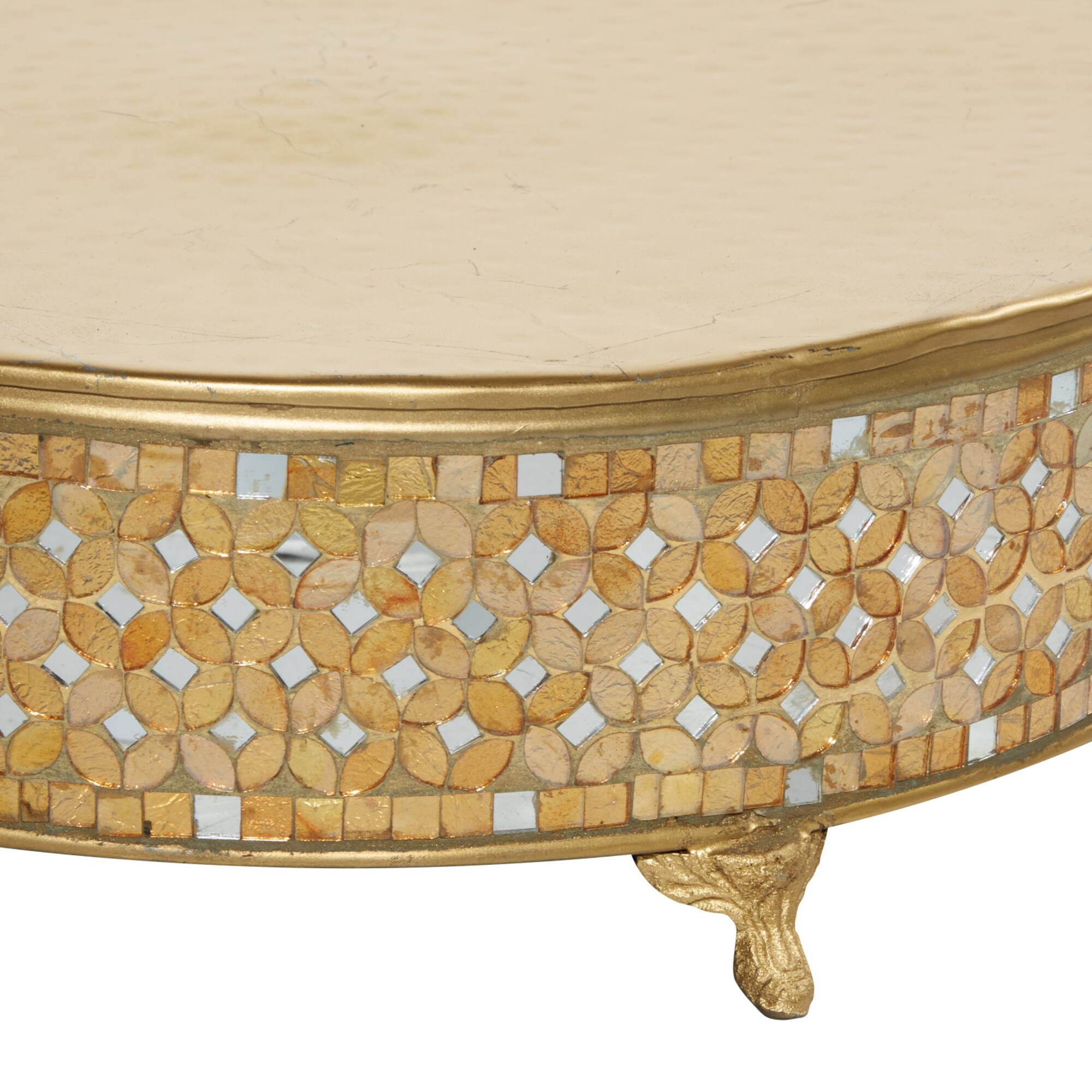 Gold Glam Round Metal & Glass Mosaic Cake Stand, 3ct.